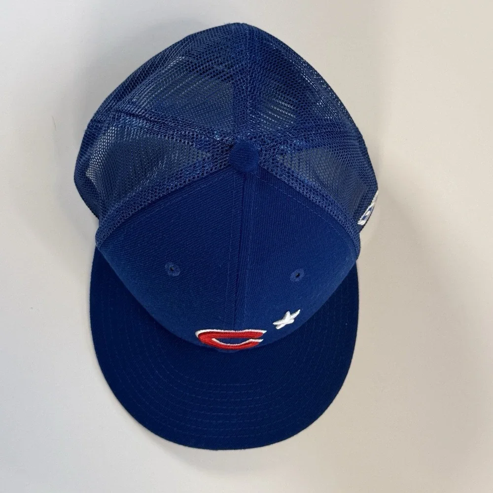 New Era Chicago Cubs Fitted Baseball Mesh On-Field Cap Hat 7 1/4 Blue Floral‎